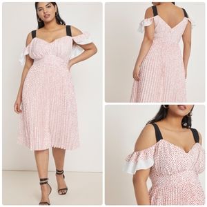 ELOQUII Constrast Strap Cold Shoulder Dress